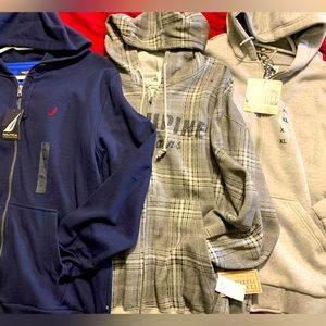 Lot of 3 Mens hoodie sweatshirts. Size XL. New with tags.
